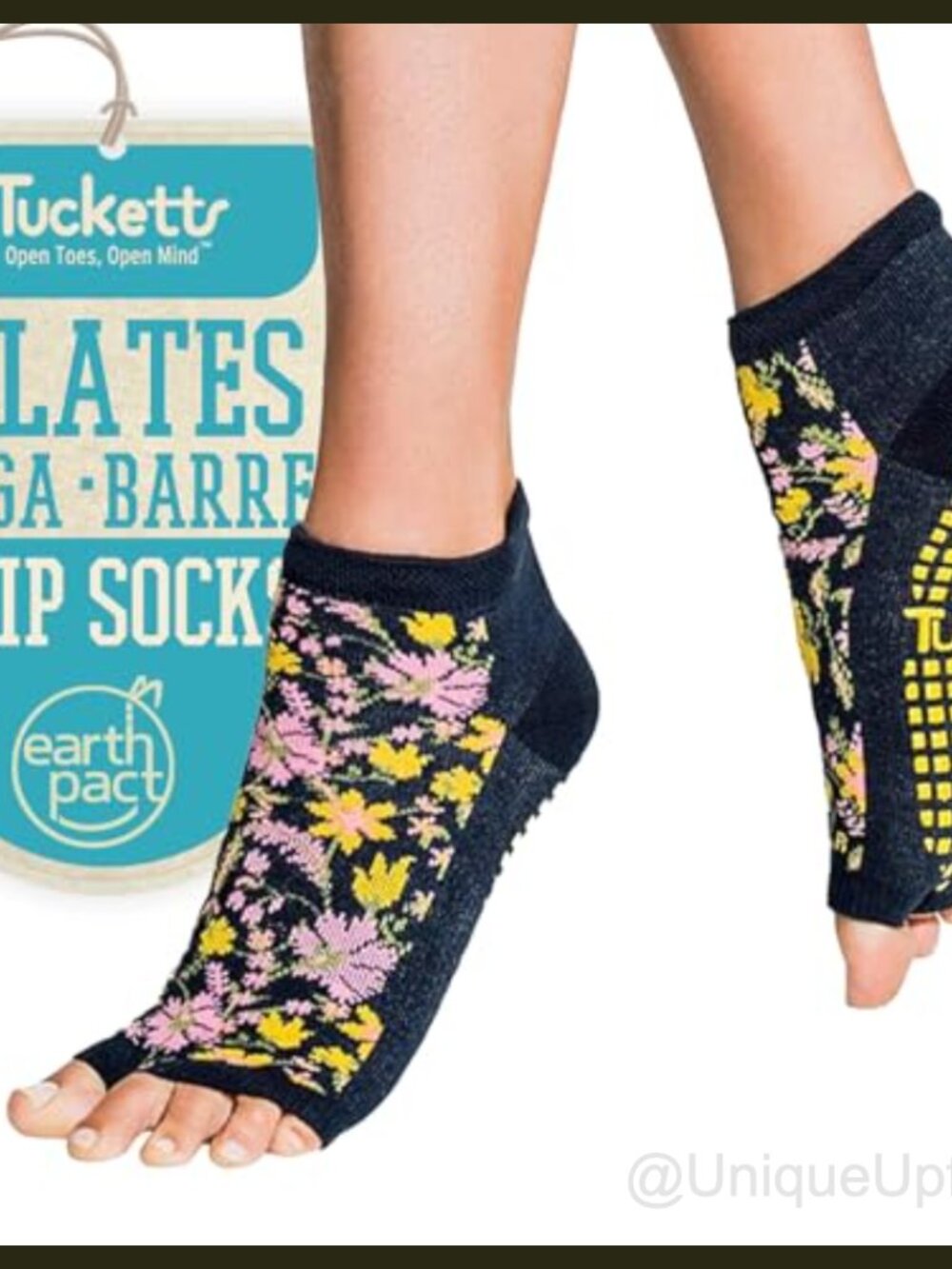 Tucketts Toeless Anklet Grip Socks Arch Support Non-Slip Pilates Yoga Barre